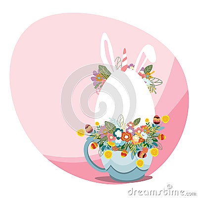 Happy Easter Greeting Card vector art illustration. Spring disign Vector Illustration